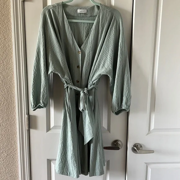 Calvin Klein | Dresses | Green Button Down Dress | Poshmark